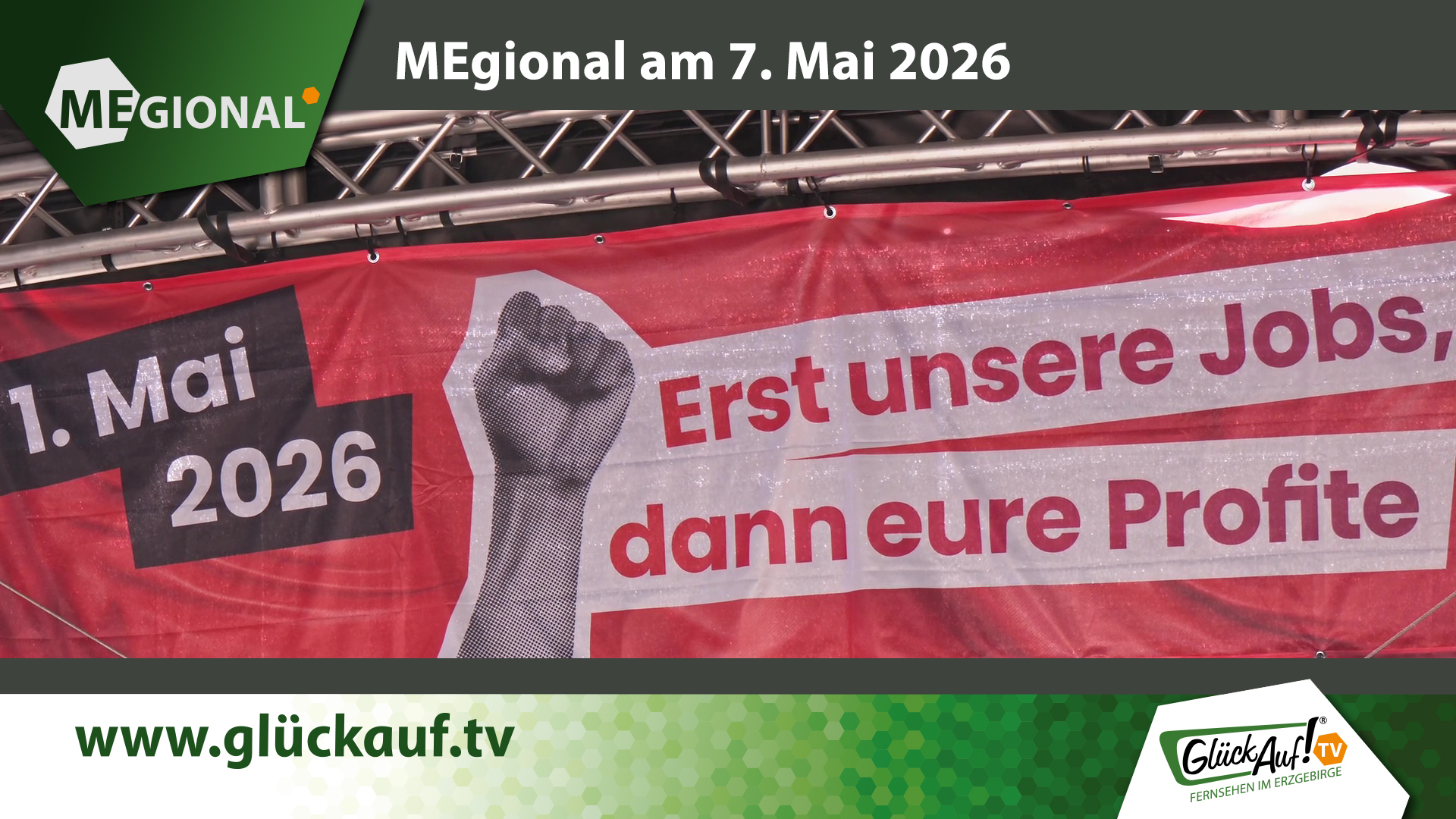 MEgional am 7. Mai mit dem Thema: 1. Mai in Freiberg: Kundgebung und Familienfest