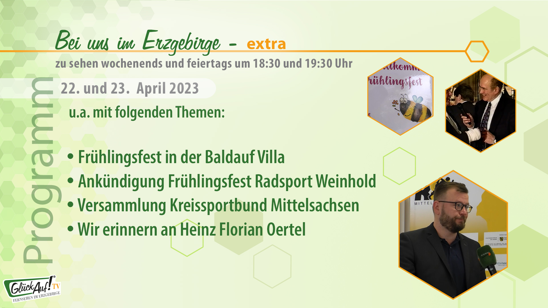 Bei uns im Erzgebirge - extra für das Wochenende der 16. Kalenderwoche 2023 Bei uns im Erzgebirge - extra für das Wochenende der 16. Kalenderwoche 2023